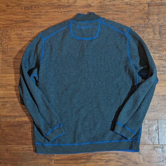Tommy Bahama Quarter Zip Pullover Reversible Sweater Top XL Blue Black - Picture 5 of 6
